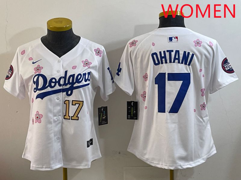 Women Los Angeles Dodgers #17 Ohtani White Sakura Edition 2025 Nike MLB Jersey style 5->youth mlb jersey->Youth Jersey
